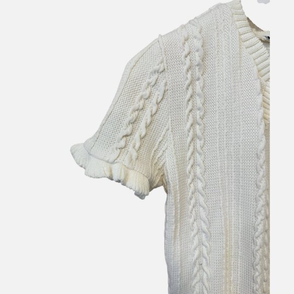 ZARA Cable Knit Bodycon Cottagecore Sweater Midi Dress Matching Cardigan Set M - Picture 4 of 7